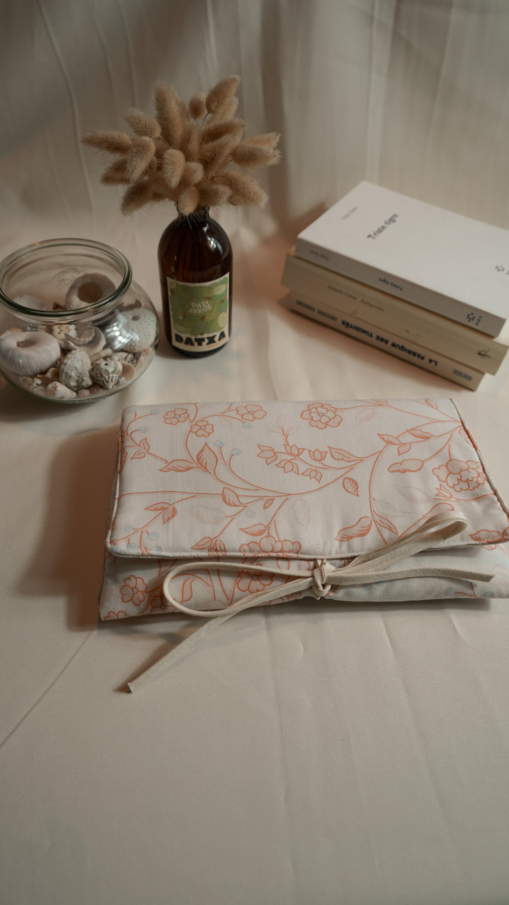 Housse de livre - fleurs roses