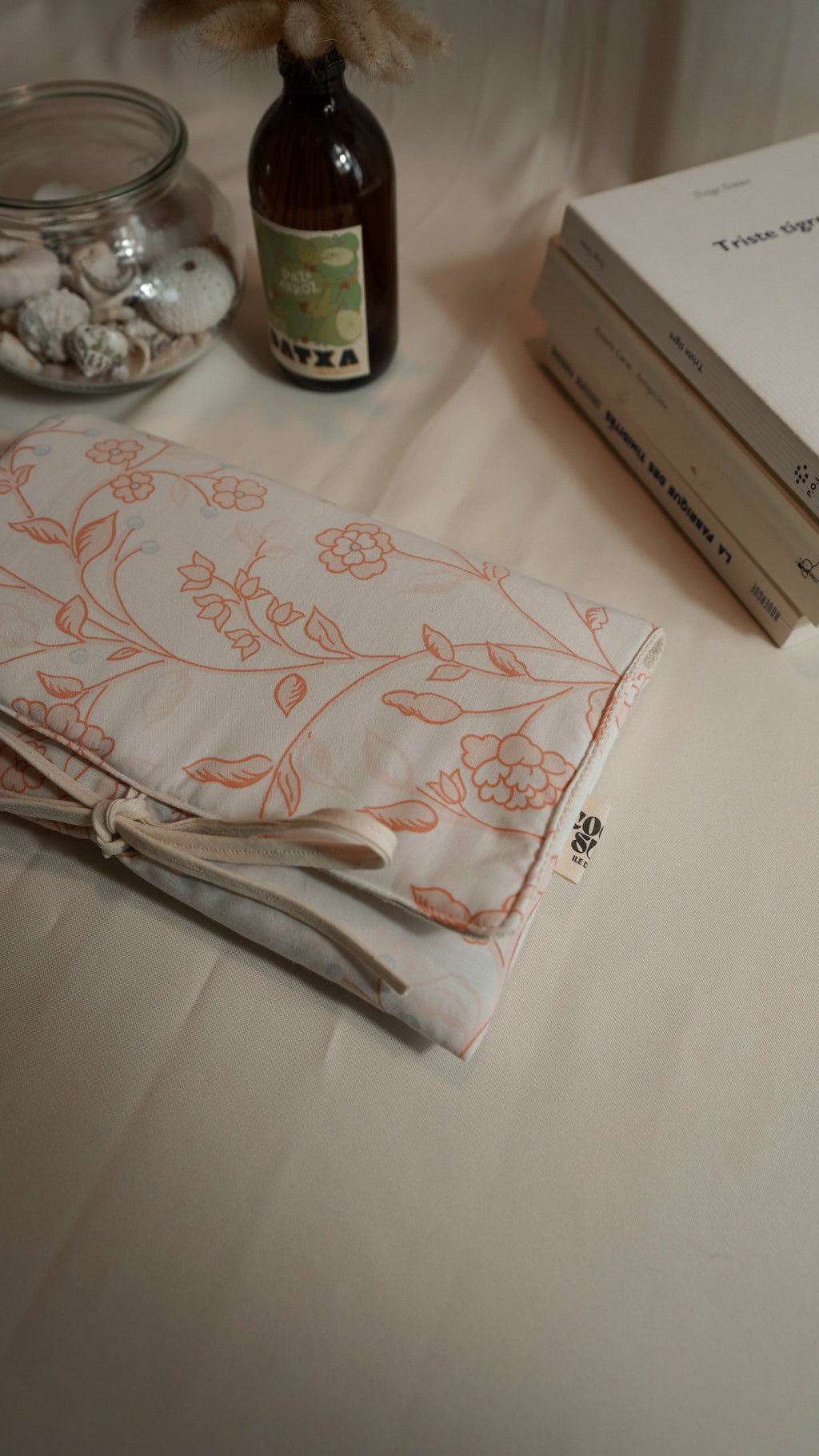 Housse de livre - fleurs roses